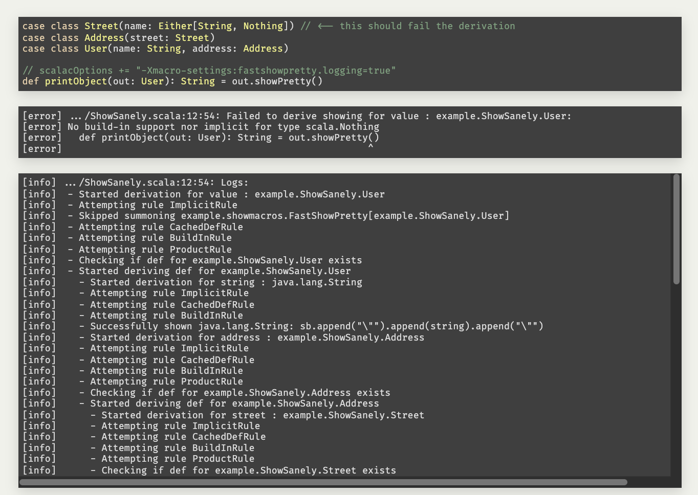 Debugging experience