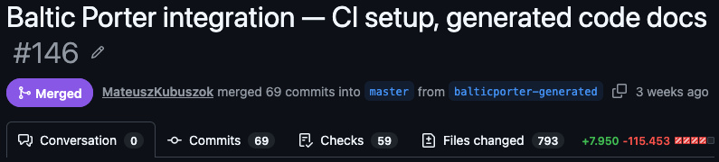 PR #146: Baltic Porter integration, +7,950 / -115,453 lines